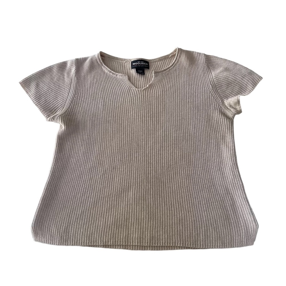 Vintage Woolrich Women's Split Neck Knit Short Sleeve Top Size 8